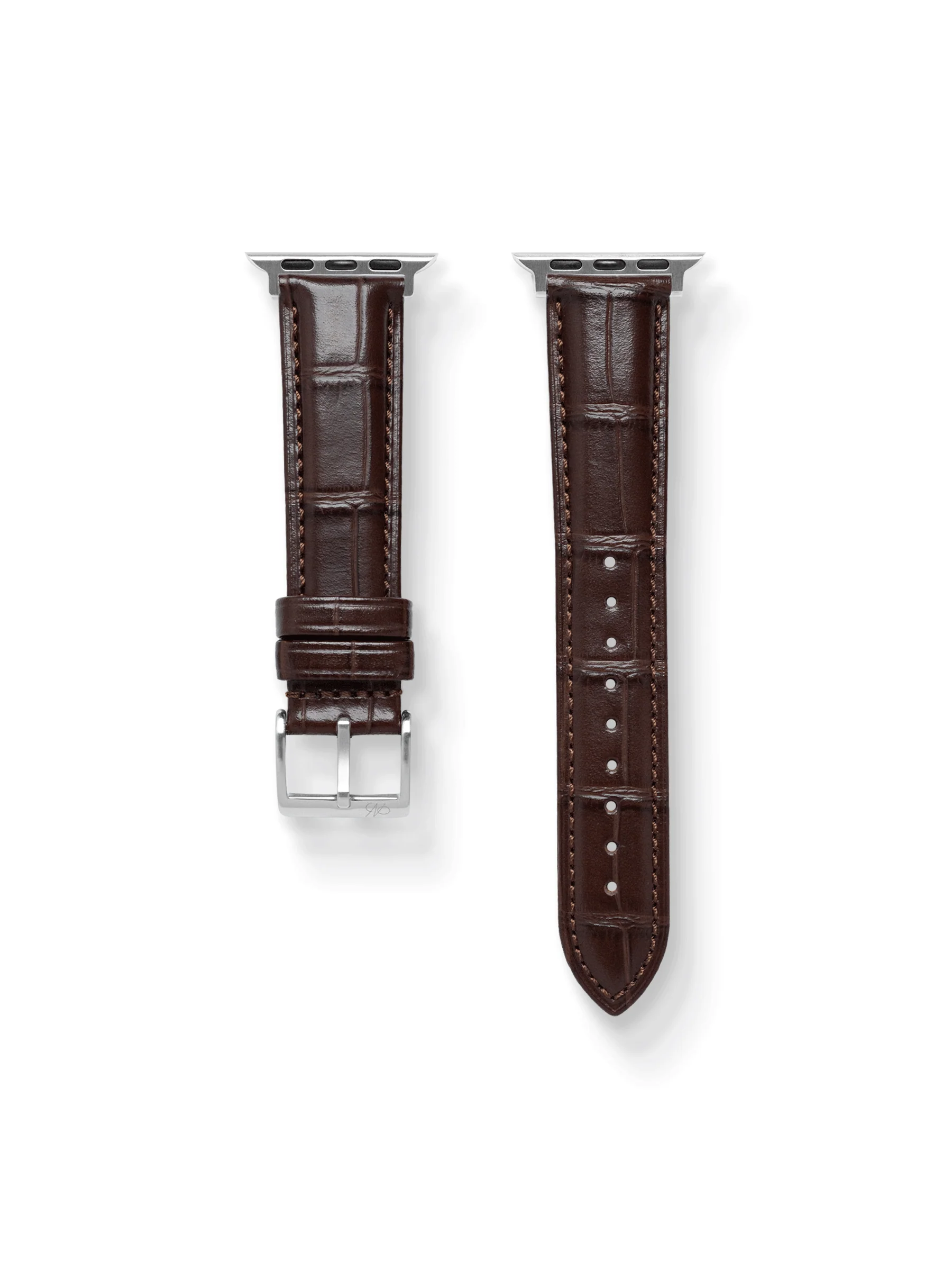 Classic Croc Embossed Leather Strap in Brown for Apple Watch