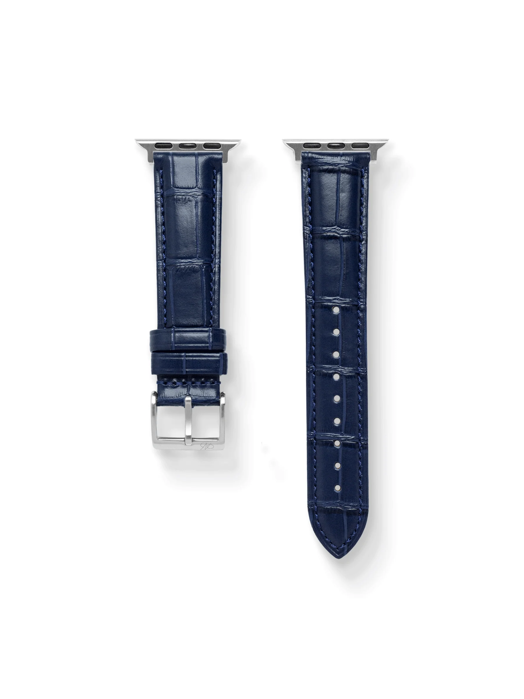 Classic Croc Embossed Leather Strap in Navy for Apple Watch