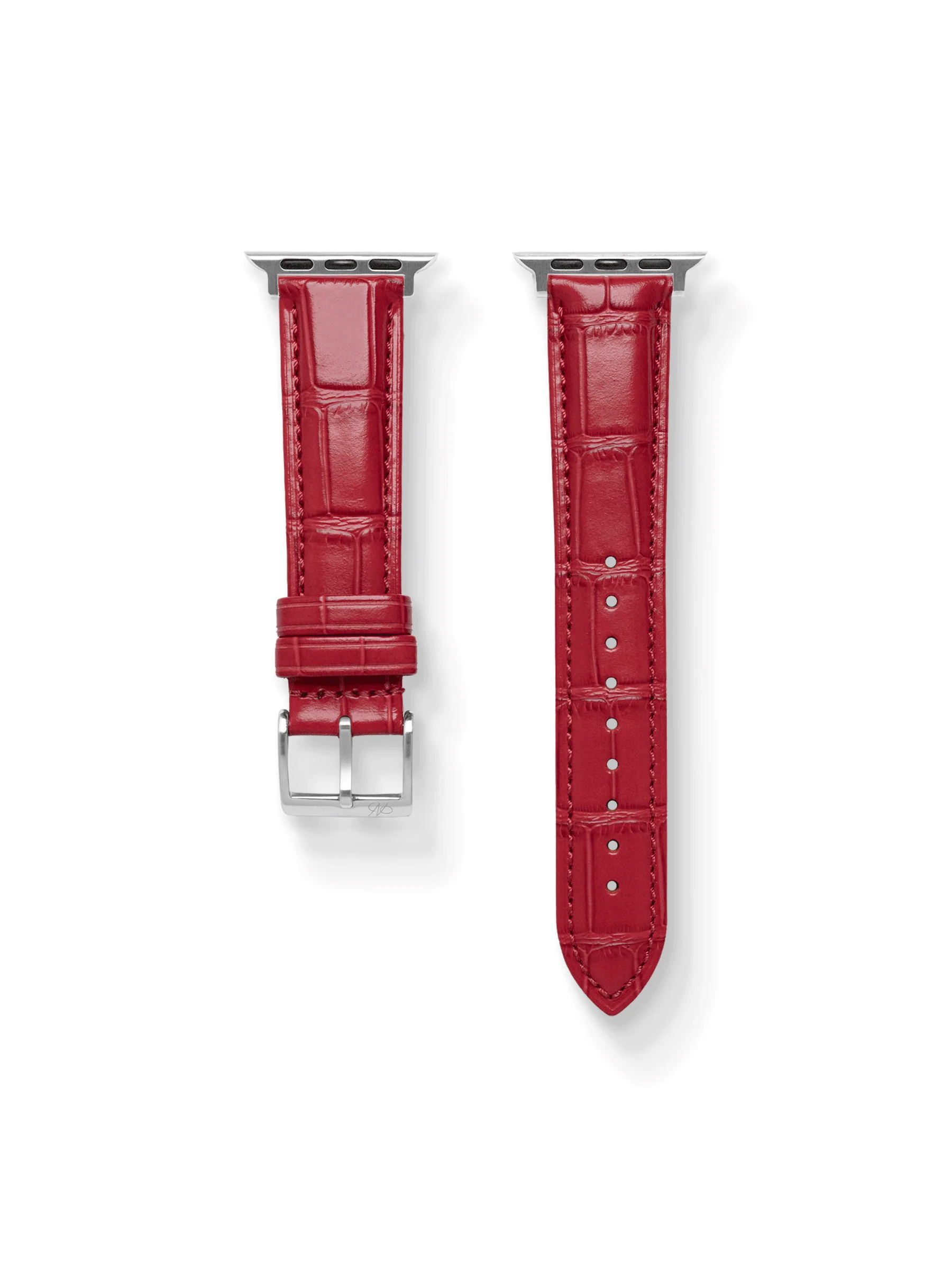 Classic Croc Embossed Leather Strap in Red for Apple Watch