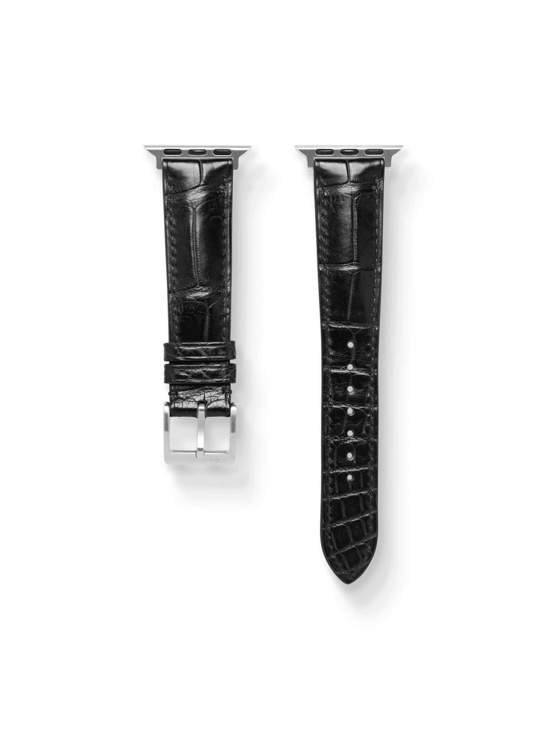 MTO Crocodile Leather Strap in Black (Semi-Glossy) for Apple Watch