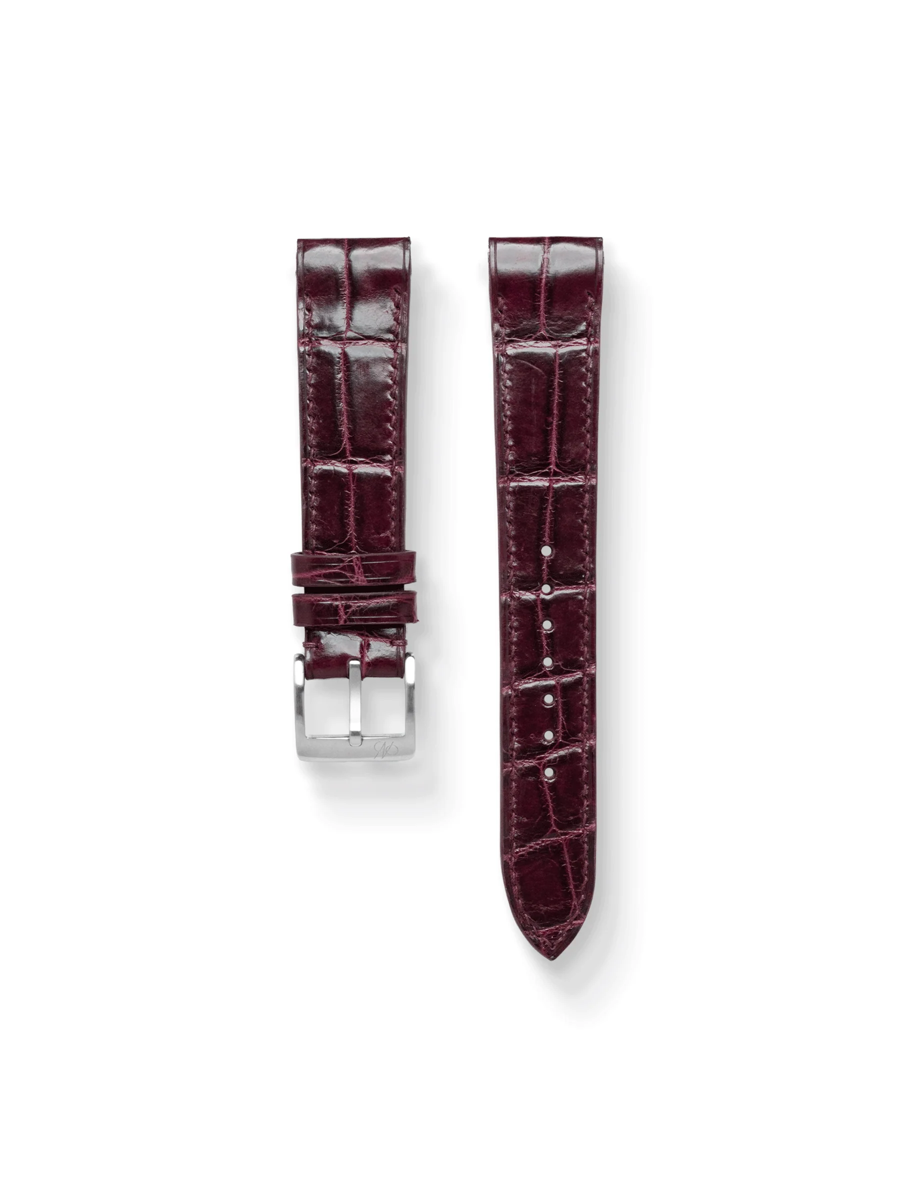 MTO Crocodile Leather Strap in Burgundy (Glossy) for Cartier Santos Dumont