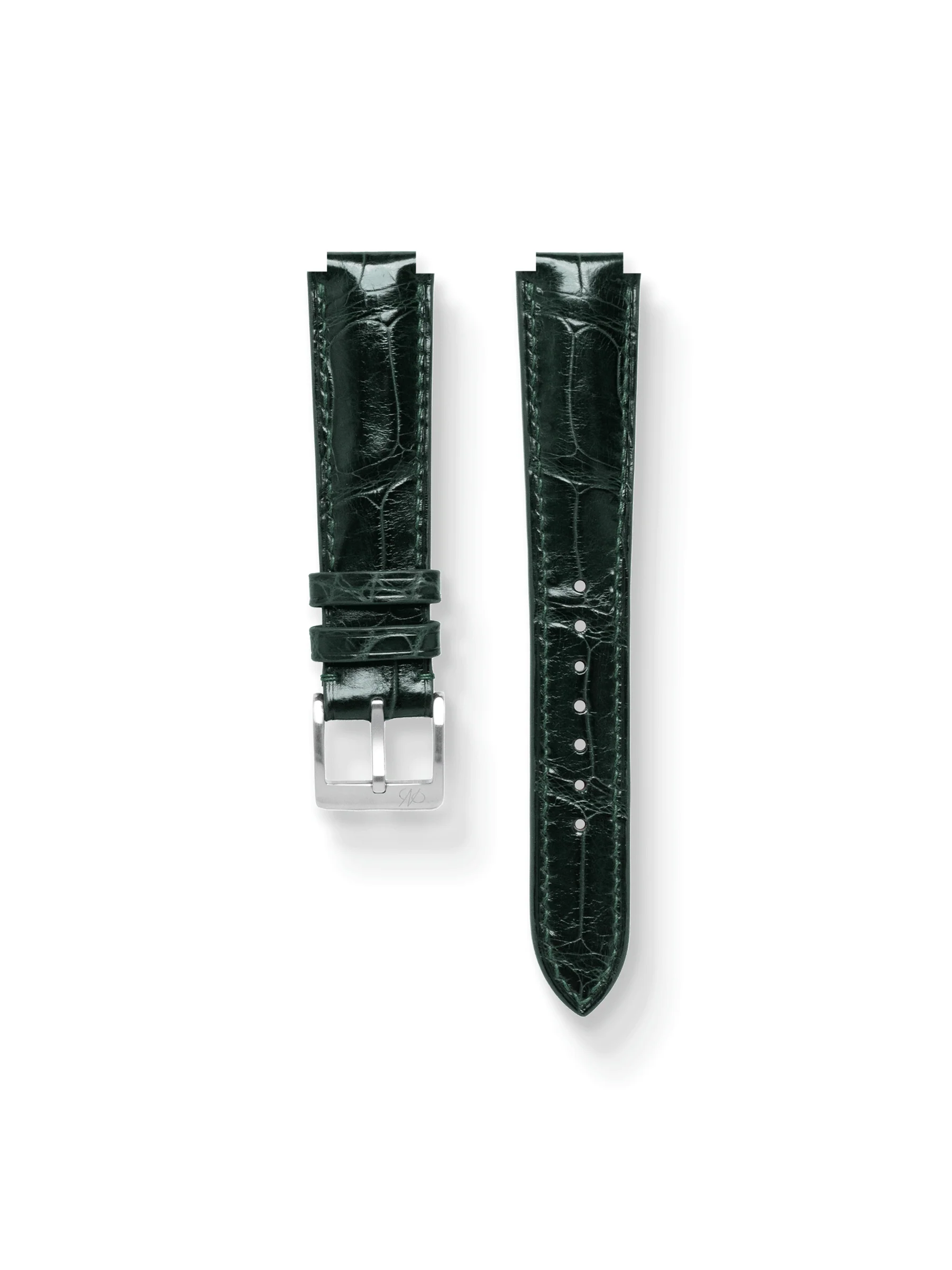 MTO Crocodile Leather Strap in Dark Green (Semi-Glossy) for Cartier Ballon Bleu