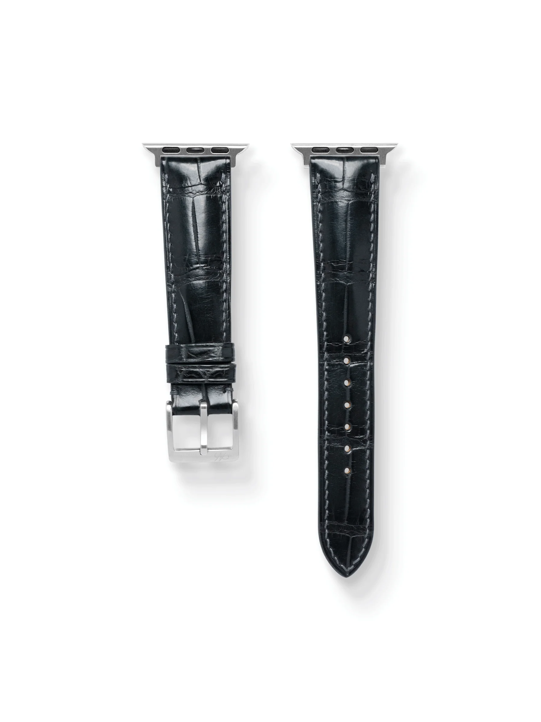 MTO Crocodile Leather Strap in Marine (Semi-Glossy) for Apple Watch
