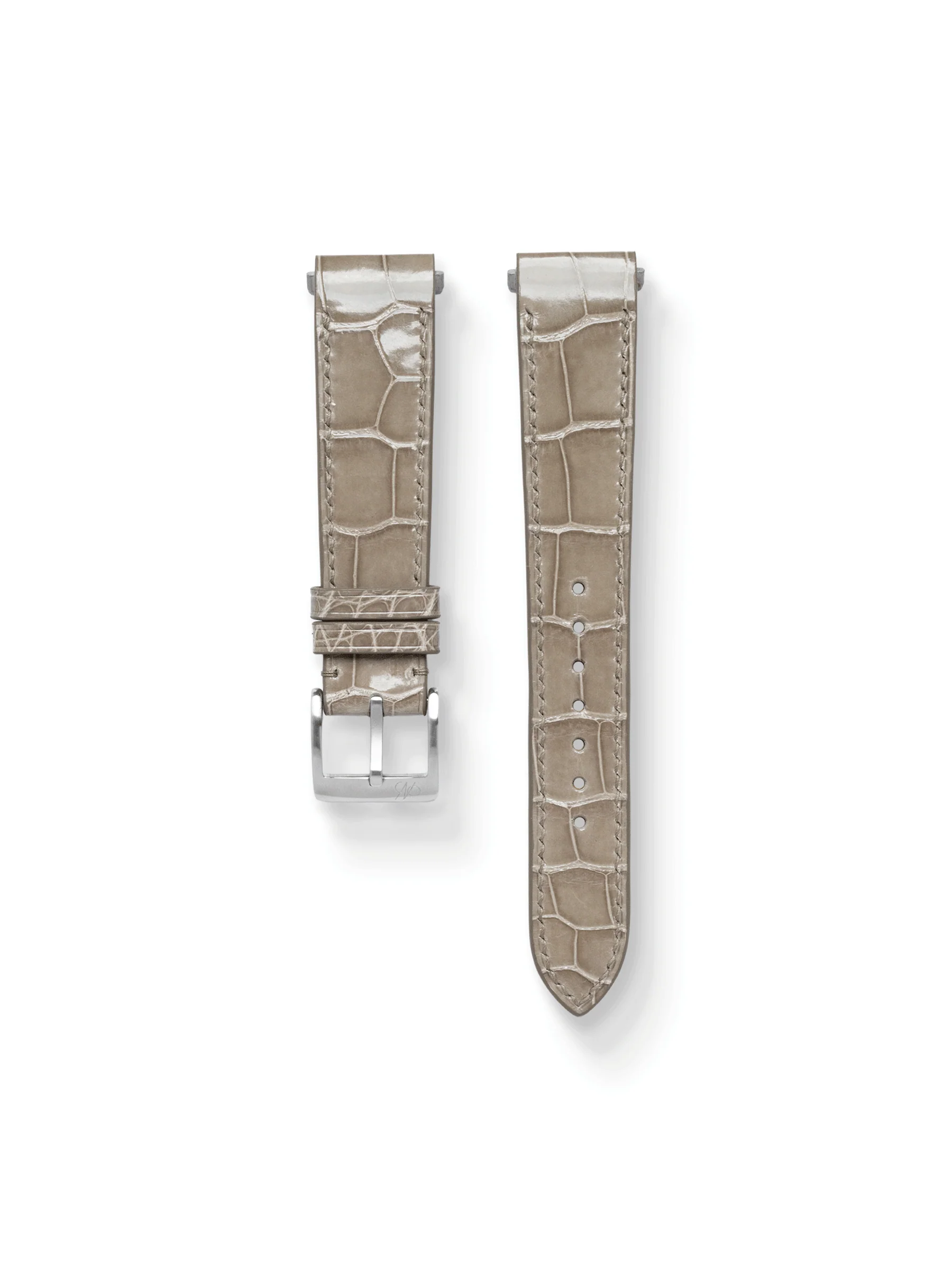 MTO Crocodile Leather Strap in Natural (Glossy) for Cartier Santos de Cartier
