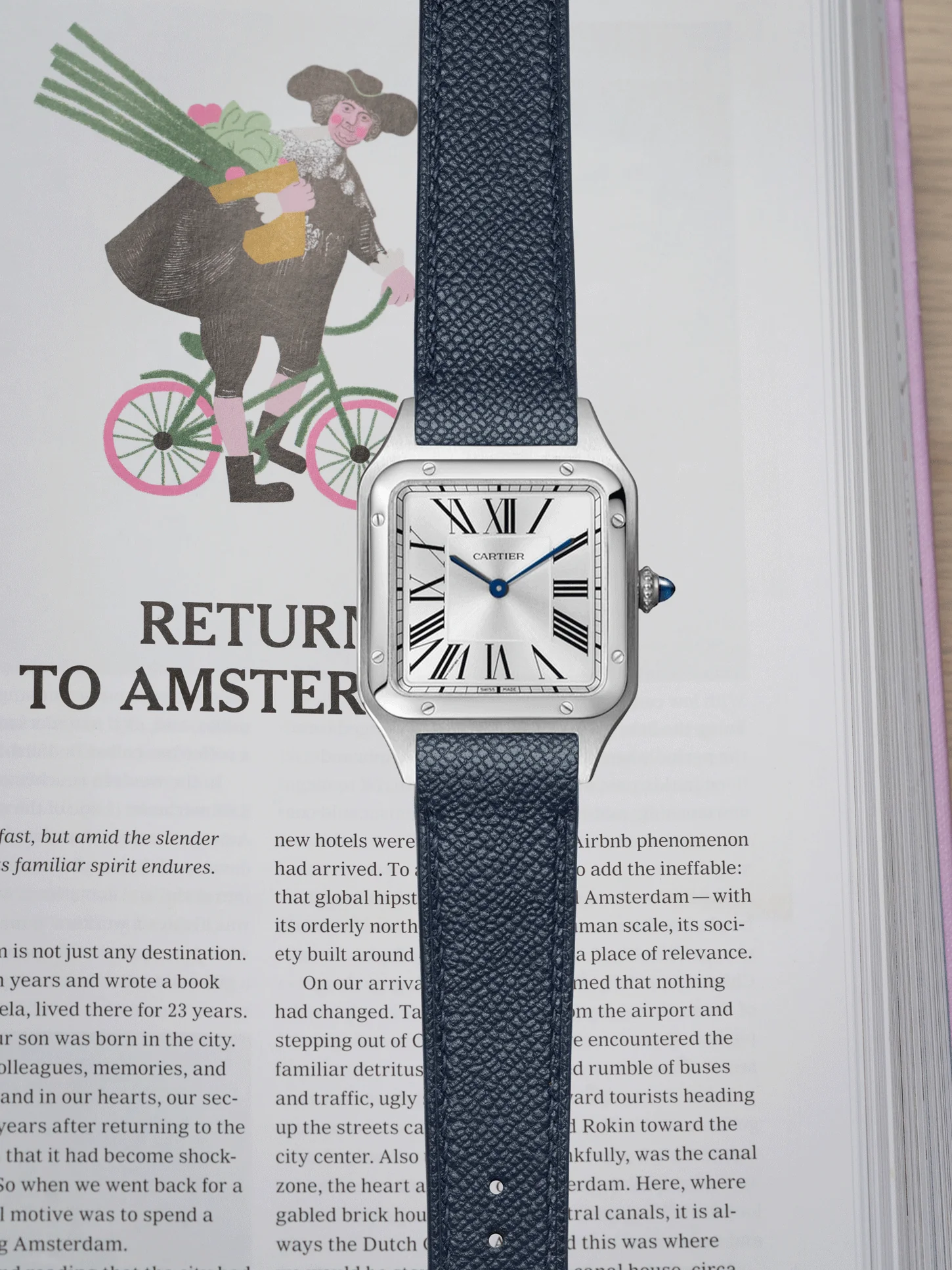 MTO Epsom Leather Strap in Navy for Cartier Santos Dumont - Image 2
