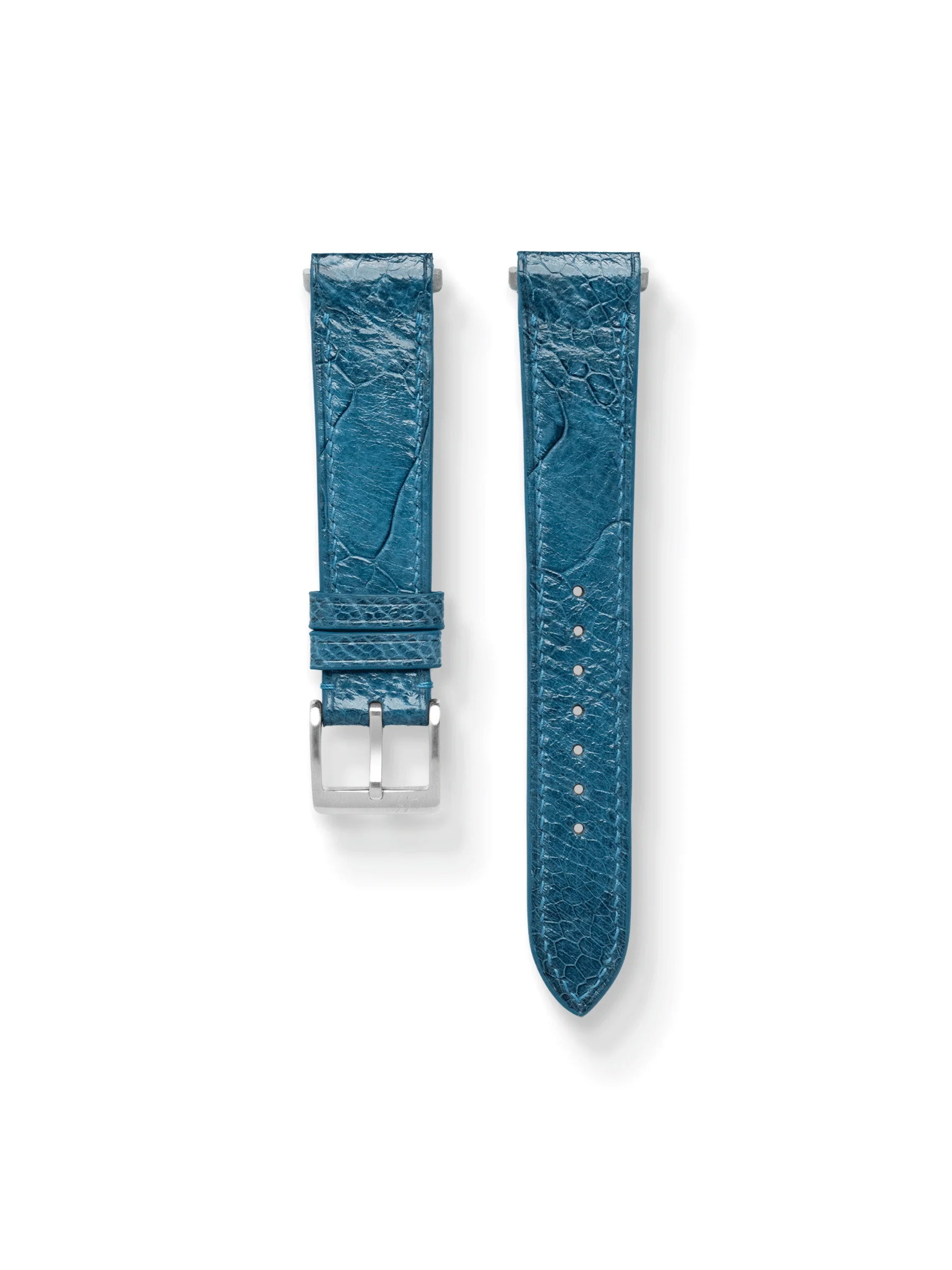 MTO Ostrich Leather Strap in Blue Jeans for Cartier Santos de Cartier
