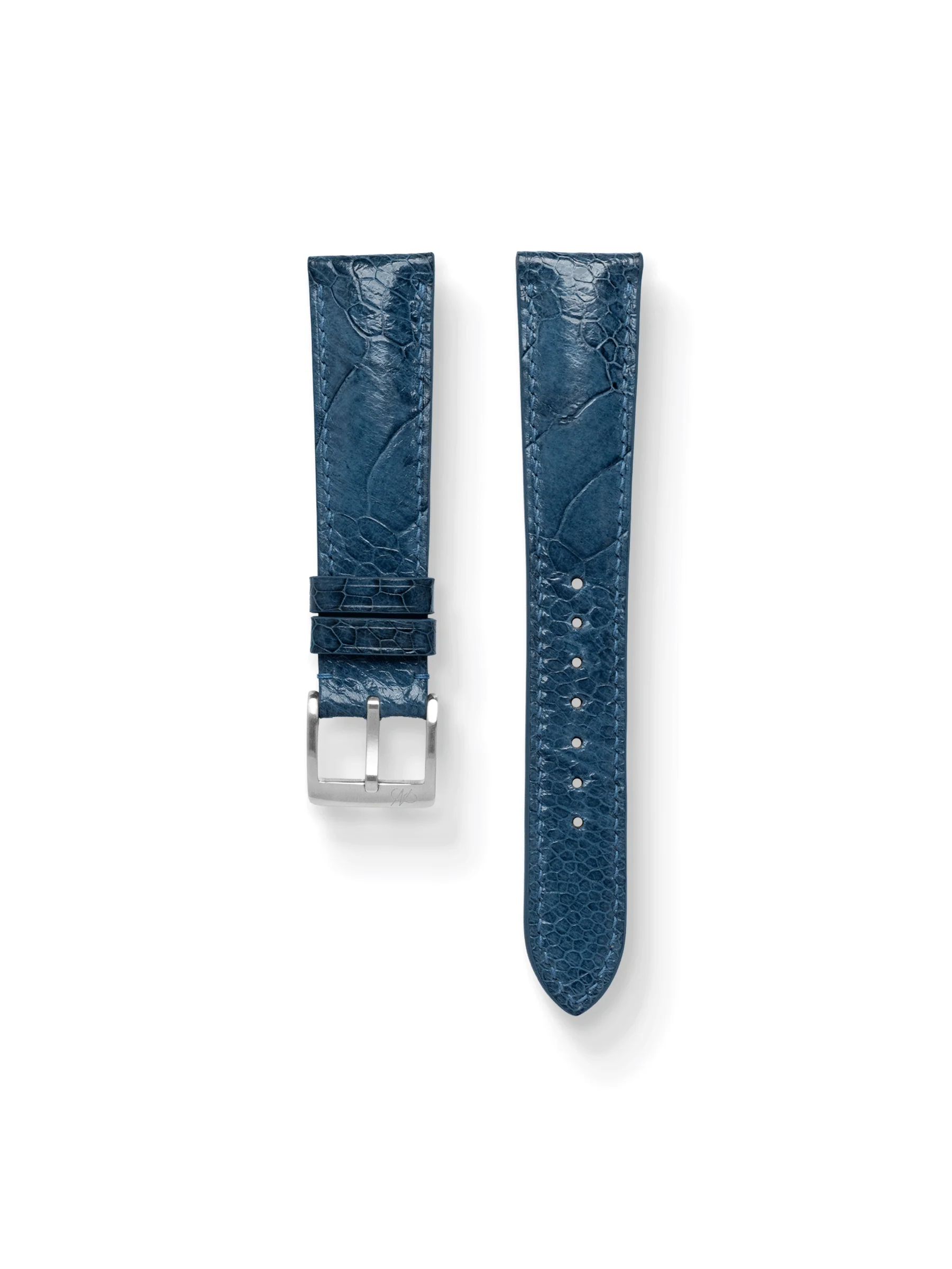 MTO Ostrich Leather Strap in Blue Jeans