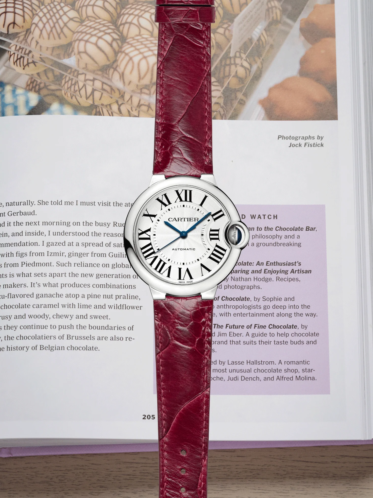 MTO Ostrich Leather Strap in Burgundy for Cartier Ballon Bleu - Image 2