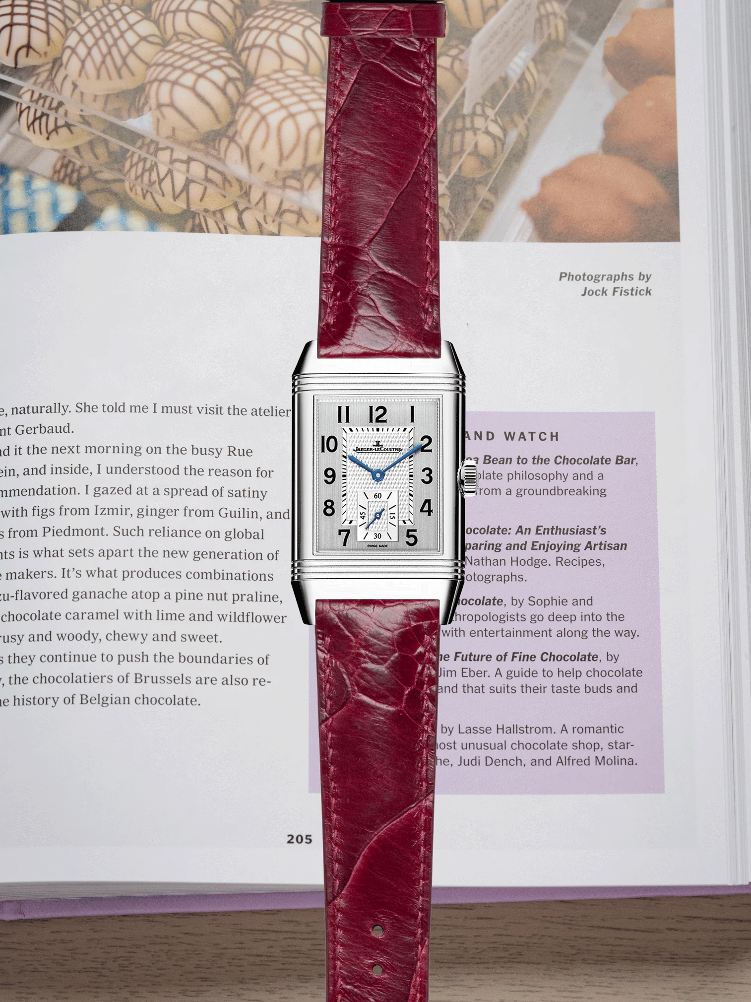 MTO Ostrich Leather Strap in Burgundy for Jaeger-LeCoultre Reverso - Image 2