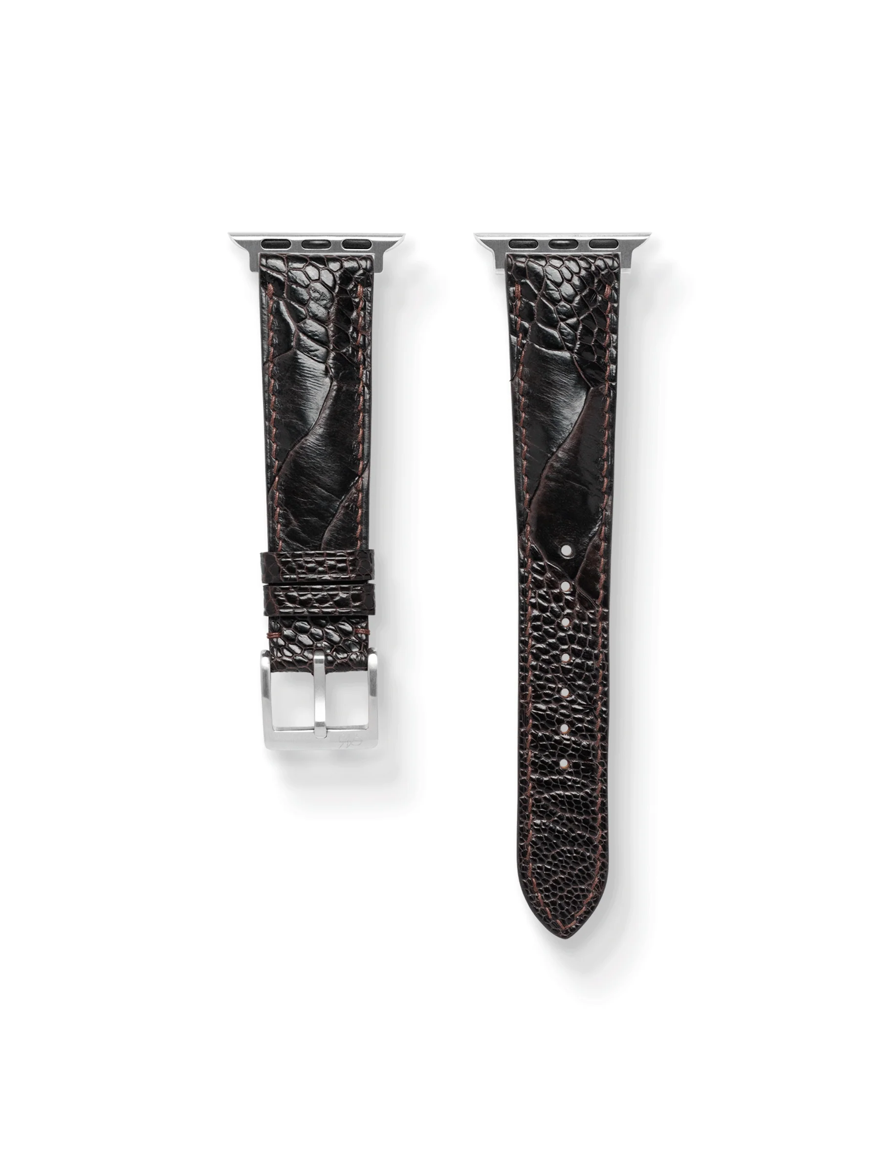 MTO Ostrich Leather Strap in Dark Brown for Apple Watch
