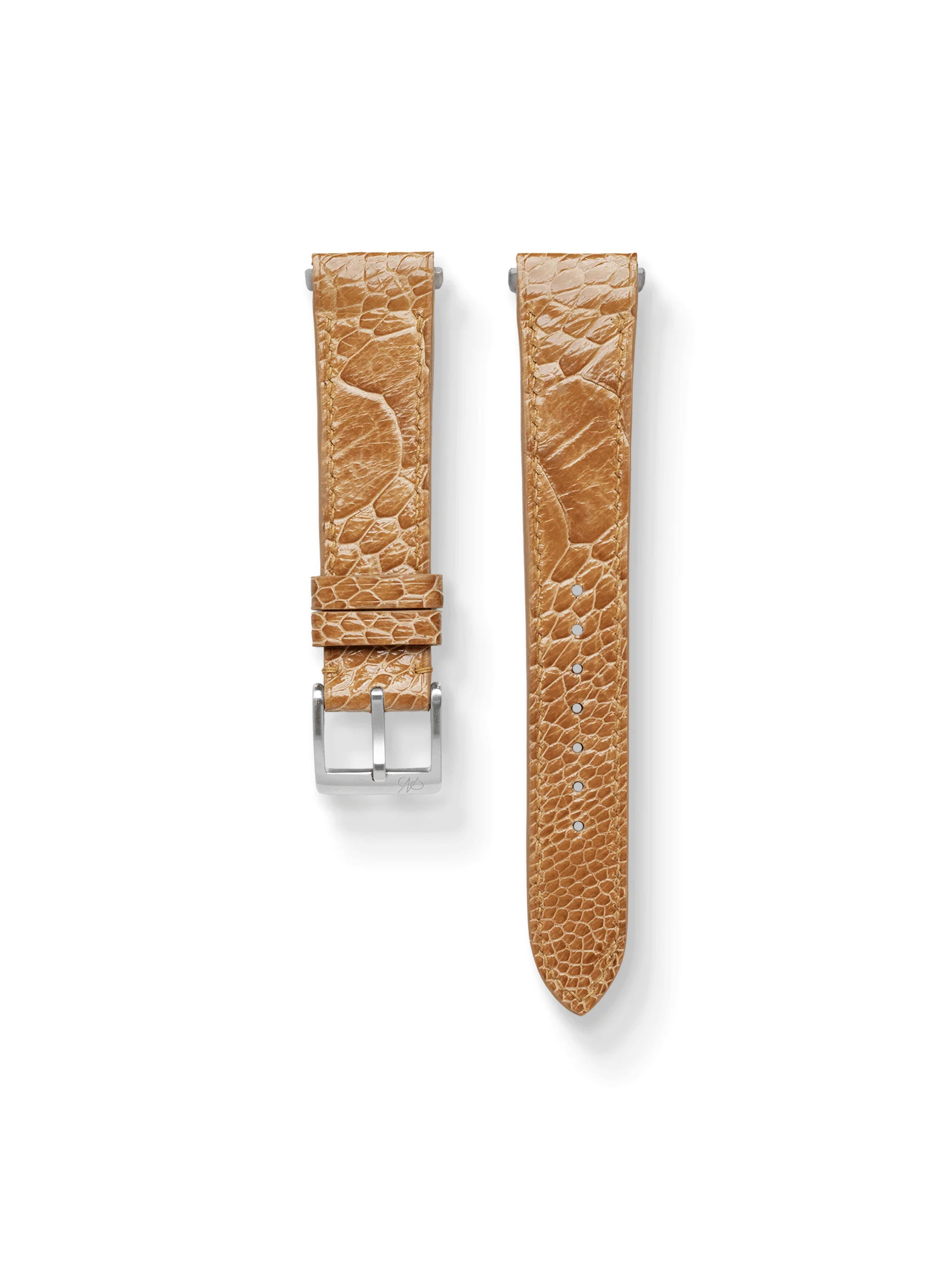 MTO Ostrich Leather Strap in Gold for Cartier Santos de Cartier