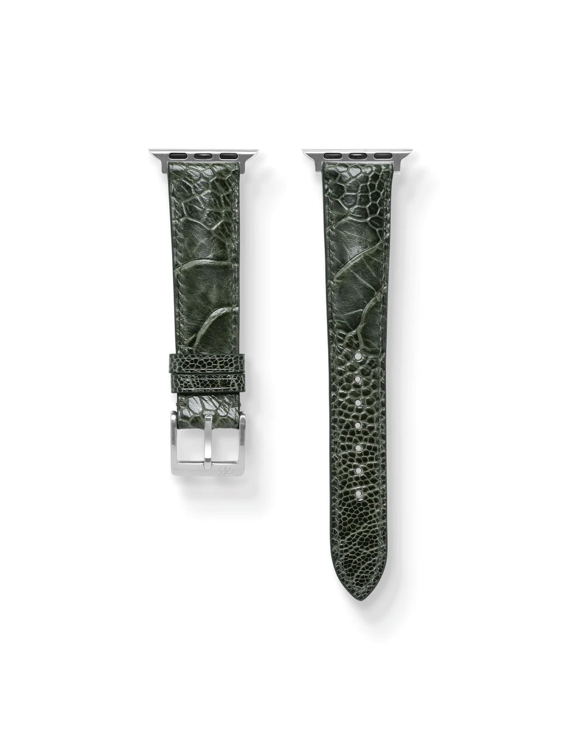 MTO Ostrich Leather Strap in Olive for Apple Watch
